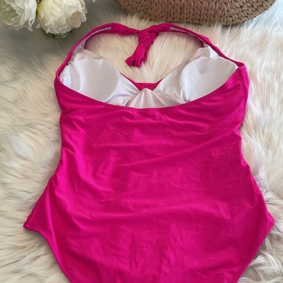 One Piece Fuchsia Hot Pink Swimsuit Size M - Picture 8 of 8